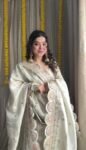 White Mirror Tissue Sharara Set With Heavy Embroidered Duppatta 1