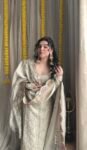 White Mirror Tissue Sharara Set With Heavy Embroidered Duppatta 4