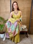 Mustard Yellow Tissue Sharara Set With Multi Colour Dupatta 2