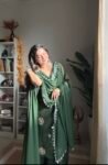Mehendi Green Sharara Set With Hand Work Buttis And Mirror Work Lace Duppatta 2