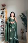 Mehendi Green Sharara Set With Hand Work Buttis And Mirror Work Lace Duppatta 3