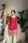 Red Banarsi Sharara Set 4