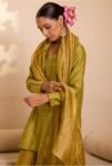 Lime and Mustard yellow tissue silk sharara set 2