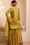 Lime and Mustard yellow tissue silk sharara set 3
