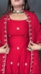 Red dola silk anarkali suit 5