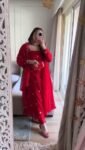 Red dola silk anarkali suit 2