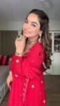 Red dola silk anarkali suit 1