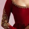Blood red hand work anarkali suit 2