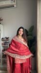 Rust orange mirror work sharara set 3