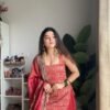 Rust orange mirror work sharara set 1