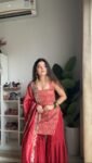 Rust orange mirror work sharara set 1
