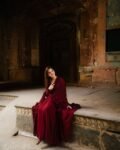 Red flowy uppada silk anarkali suit 4