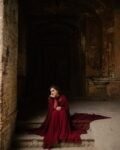 Red flowy uppada silk anarkali suit 5